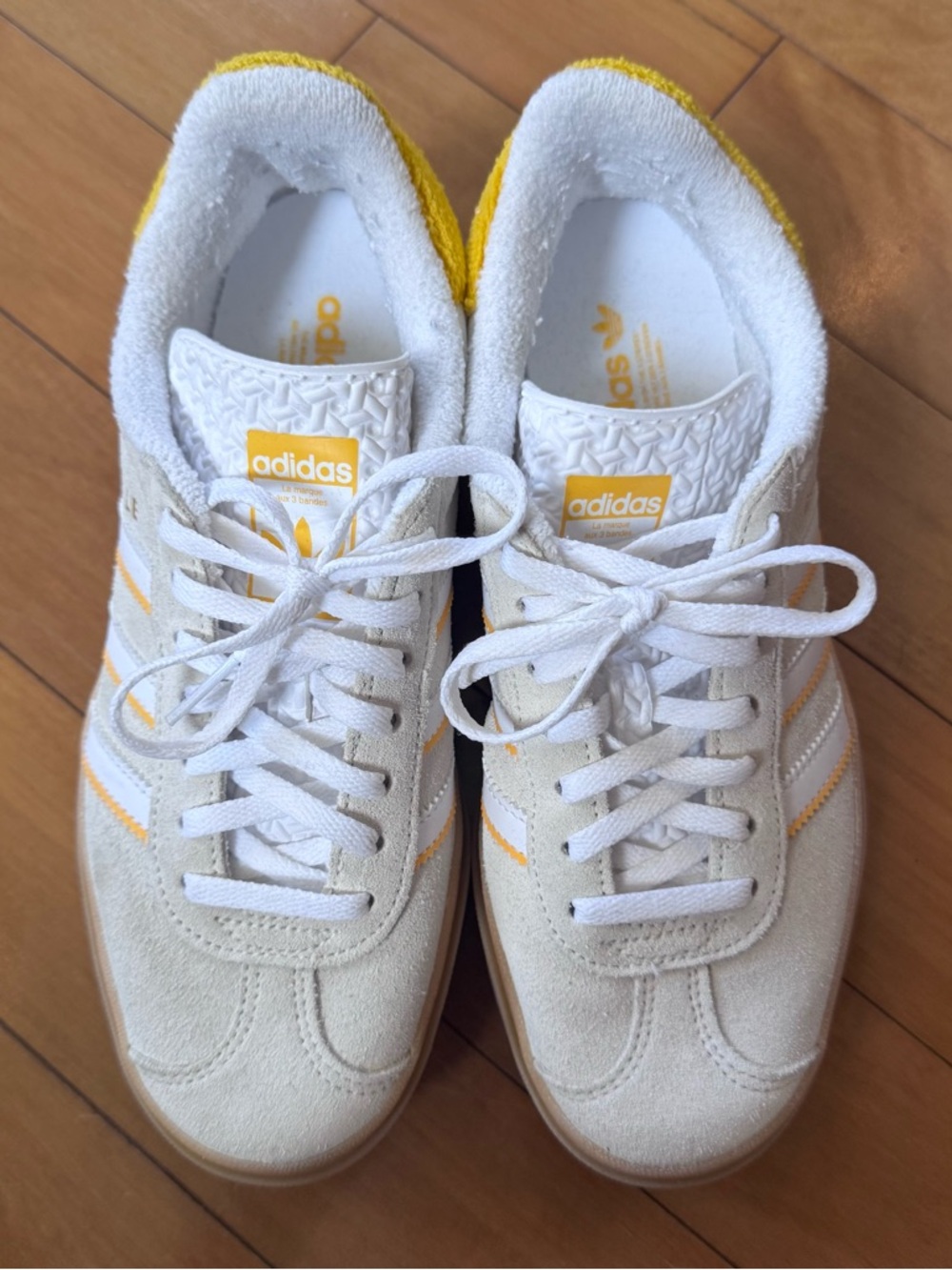 adidas gazelle bold size 6.5 Cream and Yellow Low-Top Sneakers